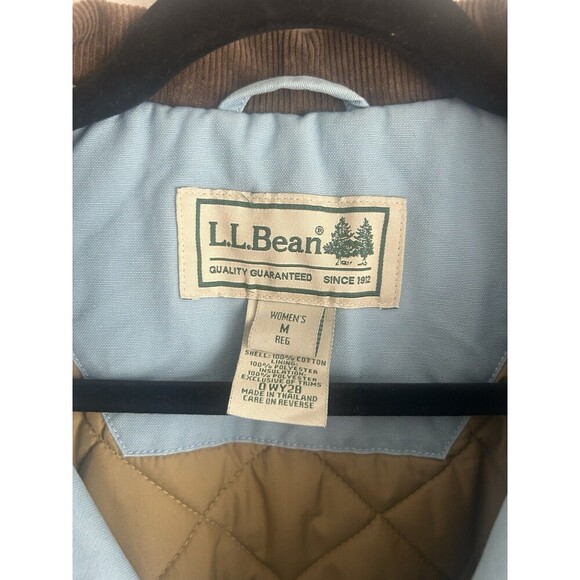 Vintage LL Bean Baby Blue Quilted Lined Barn Chore Coat Canvas Field Jacket M - Picture 5 of 11